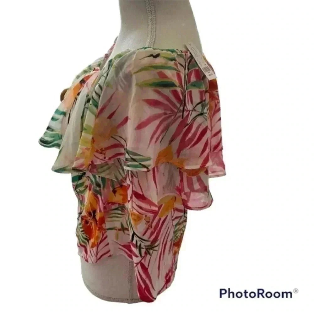 New NY & C 7th Avenue Design Womens Ruffled Floral Cold Shoulder Top siz… - Picture 7 of 12